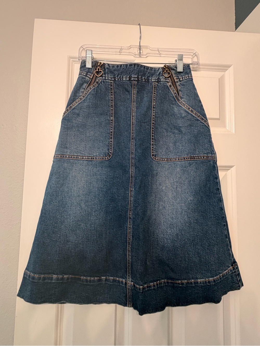 kate spade Womens Denim A-Line Skirt in Medium Blue